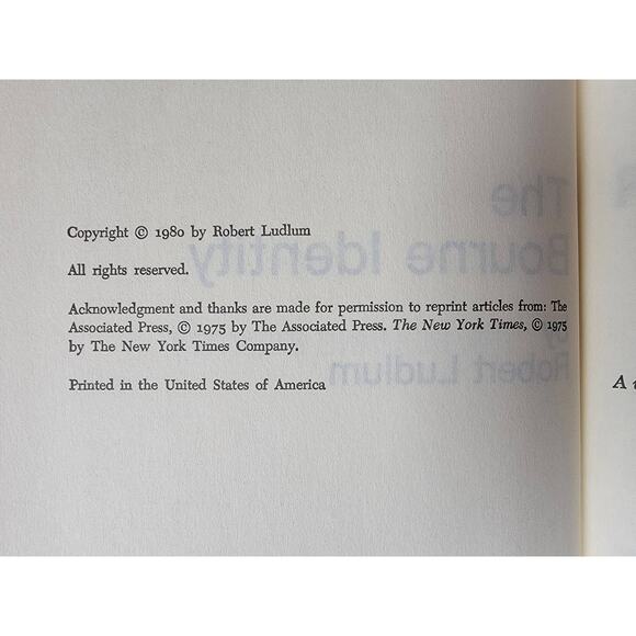 The Bourne Identity by Robert Ludlum 1980 Hardcover 1st Printing Book Club Ed - Picture 2 of 5